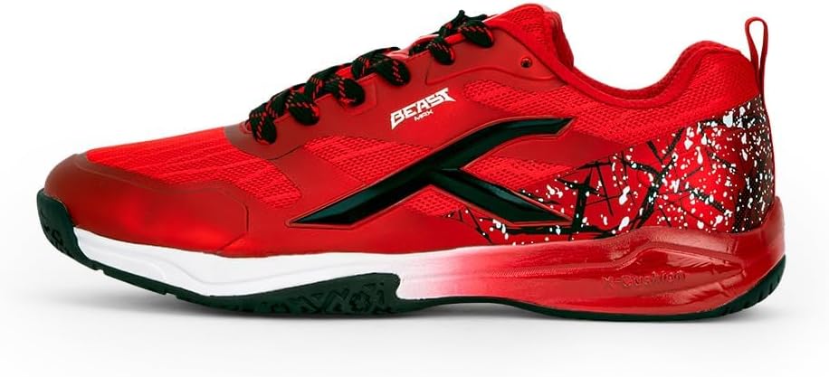 HUNDRED Beast Max Non-Marking Professional Badminton Shoes for Men (Black/Gold, EU 44/UK 10/US 11) | Material: Polyester/TPU | Suitable for indoor tennis/squash/table tennis/basketball & padel