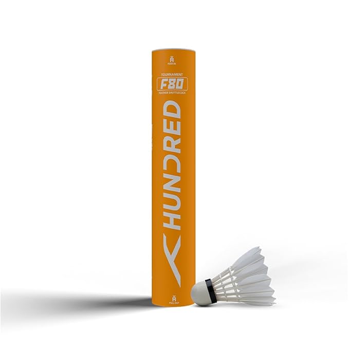 Hundred F80 Federball | 12er-Pack | Speed 76 Gänsefedern | Japanischer Premiumkleber | Einfädeln aus reiner Baumwolle |