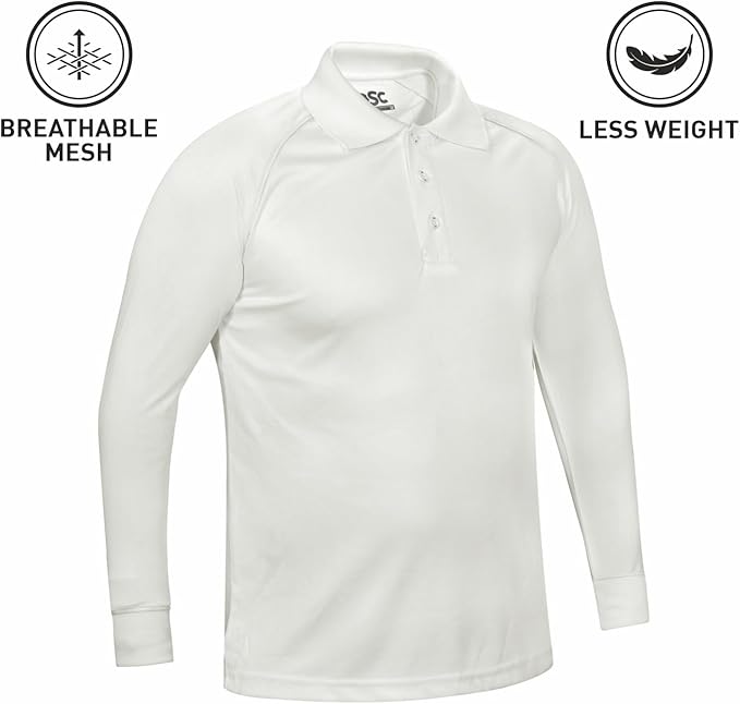 DSC Mens Atmos Polyester Full Sleeve Cricket T -Shirt (White) | Lightweight | Comfortable | Stylish