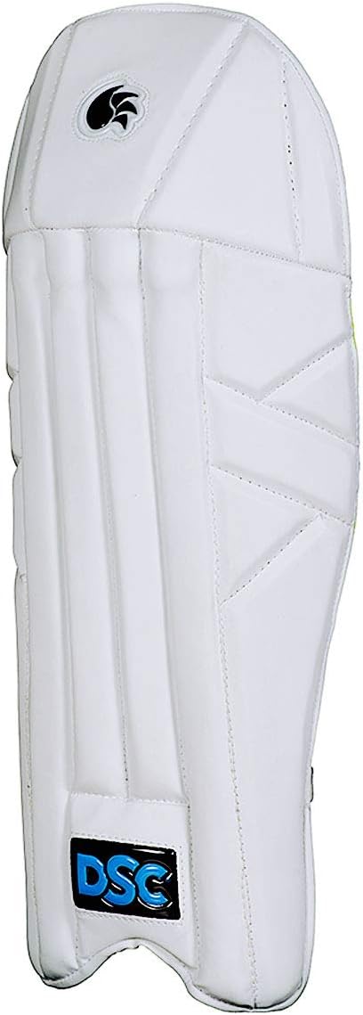 DSC Intense Shoc Cricket Wicket Keeping Legguard | Color: White | Material: PVC | for Men & Boys | Mesh Instep | Highly Comfortable | Perfect Fit | Low Density Foam in The Bolsters