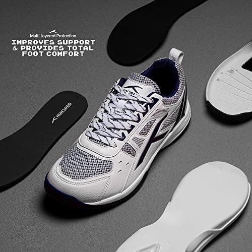 Hundred Raze Unisex Badminton Sports Shoes (Non-Marking) | for Indoor Squash, Table Tennis, Basketball & Paddle Pickle | Lightweight | X-Cushion, Toe Assist