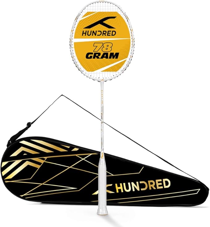 HUNDRED Glory Limited Edition Strung Badminton Racket (Standard Size) | Unisex | Material: Carbon Fibre | with complete racket cover
