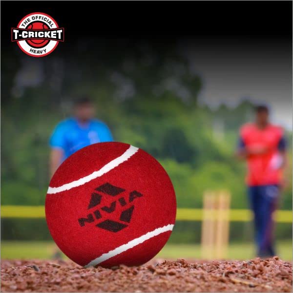 Nivia Heavy Cricket-Tennisball Packung mit 12 Bällen | Farbe: Rot | Material: Gummi | Schwerer Ball | Übungsball | Cricket-Trainingsball