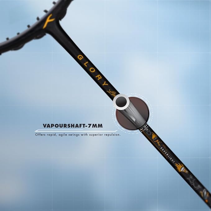 HUNDRED Glory Limited Edition Strung Badminton Racket (Standard Size) | Unisex | Material: Carbon Fibre | with complete racket cover