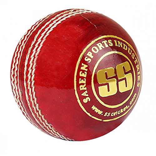 SS Gutsy Cricketball aus Leder (Rot, 6 Stück) | Wasserfester Lederball | Geeignet für Übungsspiele | Turnierspiel | Hochwertiger Kork