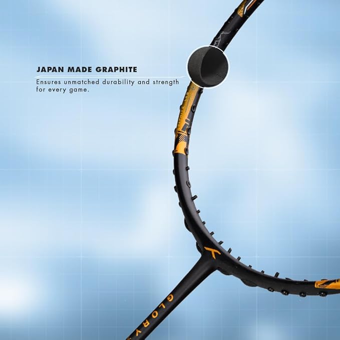 HUNDRED Glory Limited Edition Strung Badminton Racket (Standard Size) | Unisex | Material: Carbon Fibre | with complete racket cover