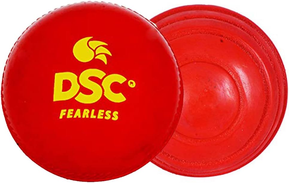 DSC Synthetische Wobble Leder Cricket Ball (rot)| Wasserdichtes Leder Ball | Geeignet für Praxis Spiel | Turnier Spiel | Top Qualität Kork