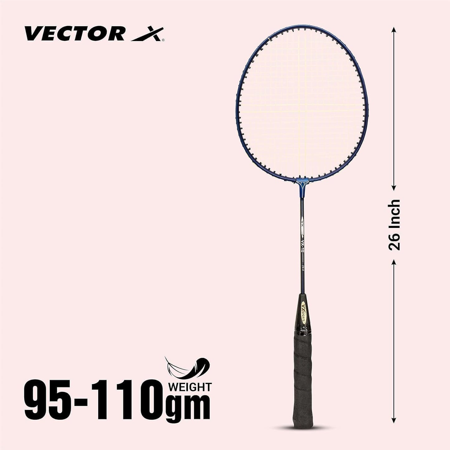 Vector X badminton racket | Color: Multicolour | Size: One size | For men & boys | Material: Aluminium | Set of 2 with 3 nylon shuttlecocks | Outdoor play, backyards | Sports training