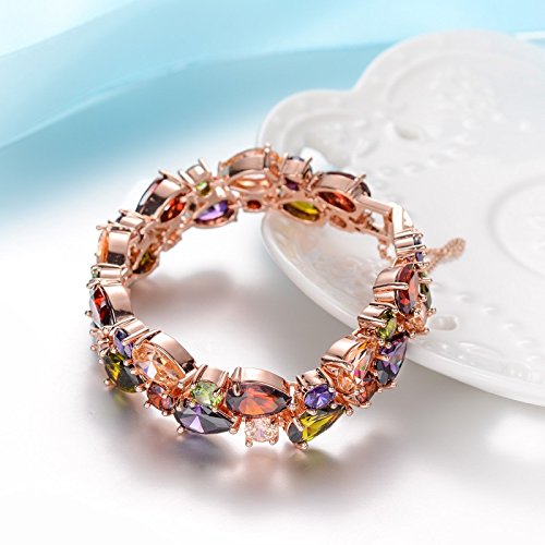 YouBella AAA Schweizer Zirkon-Kristall-Armband | Roségold | Mehrfarbig | Material: Kristall, Messing | Modischer Kunstschmuck | Für Frauen und Mädchen | Langanhaltendes Finish | Geeignet für alle Gelegenheiten