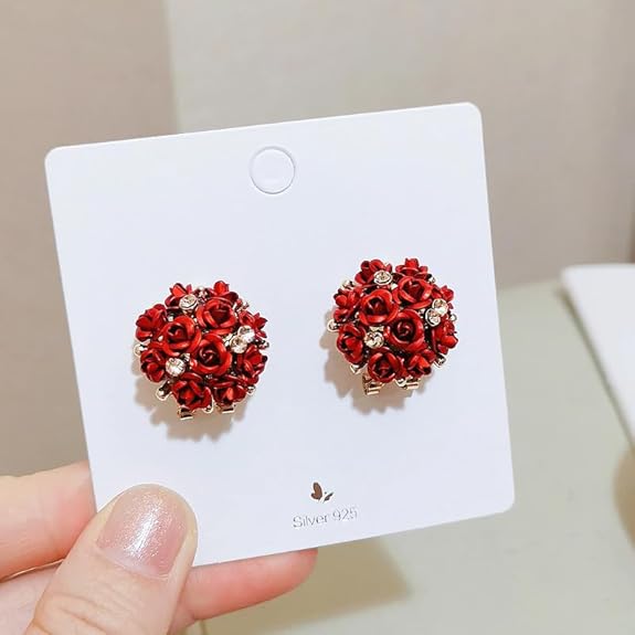YouBella Jewelry for Women Earrings Crystal Rose Shape Floral Stud Earrings for Girls and Women