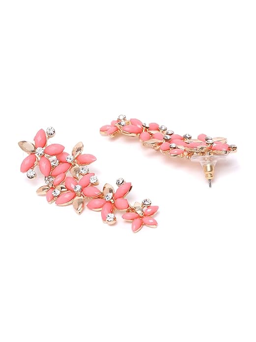 YouBella Florale Tropfenohrringe | Hellrosa | Vergoldet | Modischer Kunstschmuck | Für Frauen und Mädchen | Perfekt für besondere Anlässe und Bürokleidung | Schenken & Hochzeit | Premium-Qualität