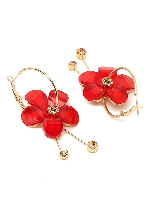YouBella Floral Drop Earrings | Gold plattiert | Material: Messing | Modischer Kunstschmuck | Für Frauen & Mädchen | Perfekt für besondere Anlässe und Bürokleidung | Für Geschenke & Hochzeiten