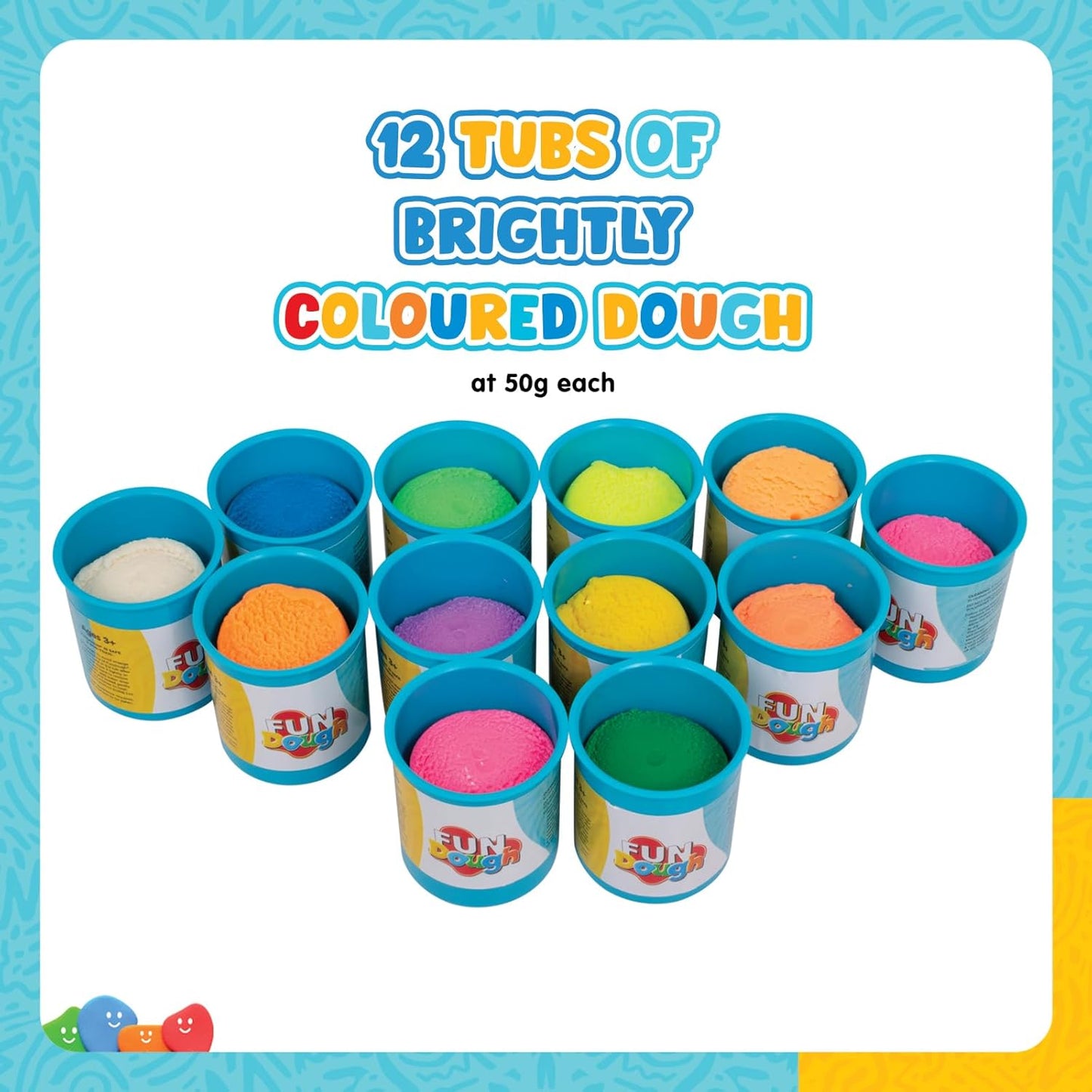 Funskool-Fundough Compound Box of Colours, 600 g, (12 x 50 g) Mehrfarbig, Knete, Spielzeug, Formen, Modellieren, 3 Jahre