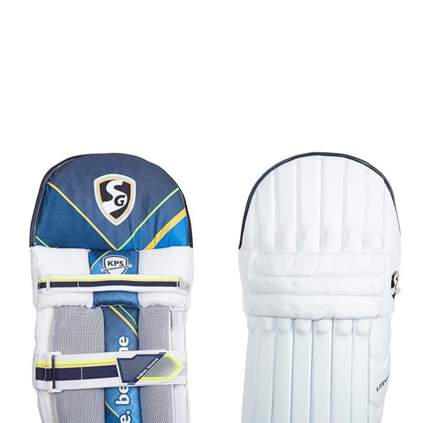 SG Litevate Batting Leg Guard für Männer und Jungen | Farbe: Weiß | Größe: Junior | Für Rechtshänder Batsman | Verschlussart: Haken und Schlaufen | Beinschutz für Cricket | Cricket-Sicherheitsausrüstung | Cricket-Pads | Batting Leg Armor