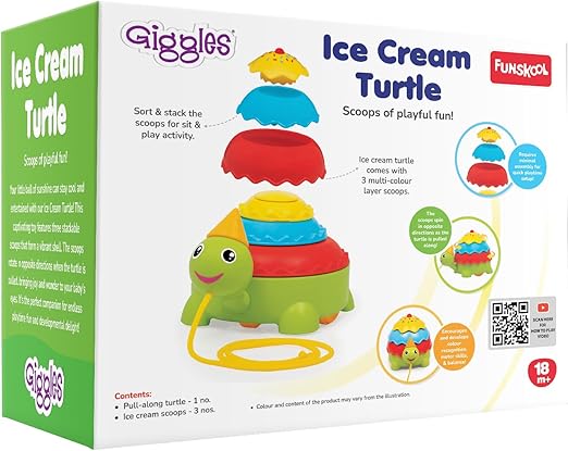 Funskool Giggles Tartaruga Gelato: Ziehspielzeug mit Quetsch- und Sprühfunktion, fördert die motorischen Fähigkeiten, geeignet für Kinder ab 18 Monaten, bunt und ideal für die Kleinen.