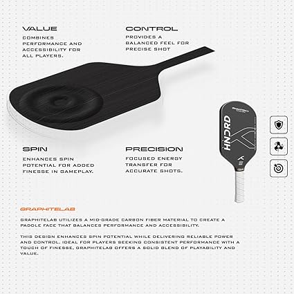 Hundred Phantom 20 Xtend Pickleball-Schläger | Power Play | Kostenlose Tasche inklusive (Schwarz/Weiß)