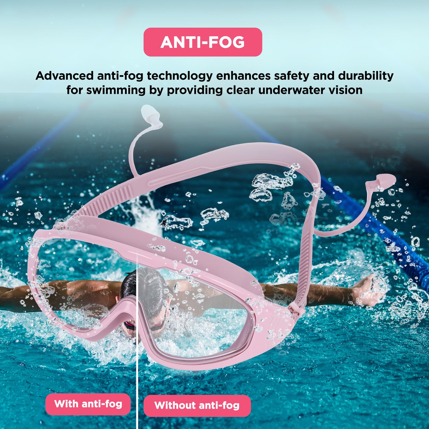 ENDLESS EL1009 Premium Schwimmbrille mit Anti-Beschlag und UV-Schutz | Material: Silikon, PU | Stylischer großer Rahmen für mehr Sichtbarkeit | Weiche Silikondichtung für Auslaufschutz | Mit Hartschalenetui