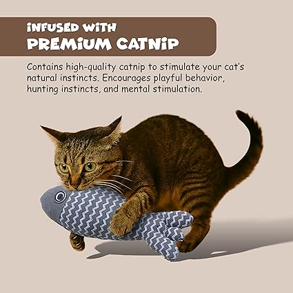 FUNFY Pet Toys für Katzen | 3er-Pack Fisch-Katzenminze-Knitter-Sound, weich und haltbar, interaktiv, Plüsch-Kissen für Wohnungskatzen | Haustier Zahnen, Kauen, Spielen Spielzeug