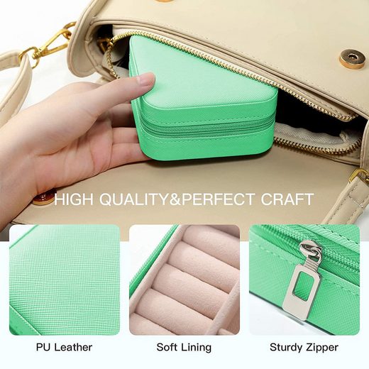 YouBella Jewellery Organiser PU Leder Zip Portable Storage Box Case mit Dividers Container für Ringe, Ohrringe, Halsketten, Home Organizer, Einheitsgröße, Kunstleder