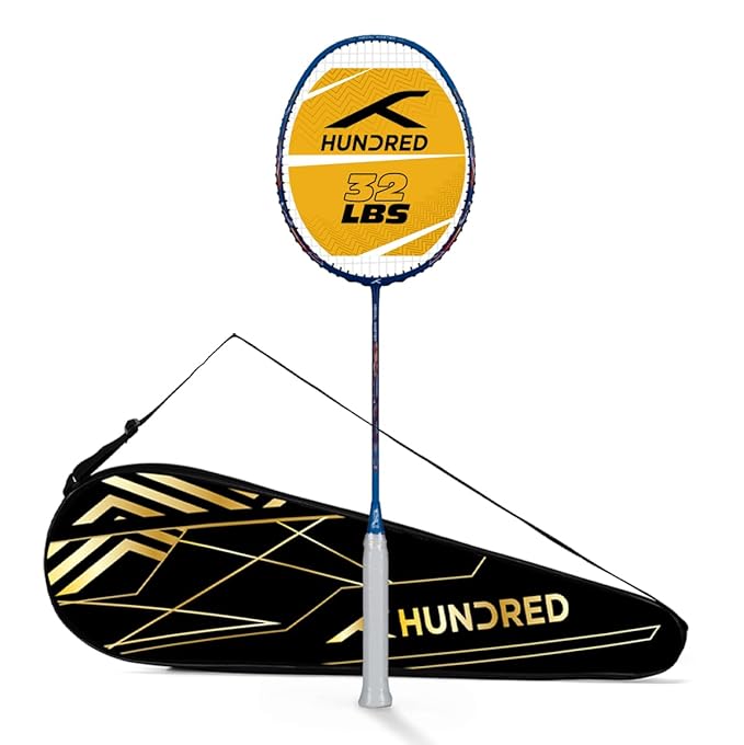 HUNDRED Medal Master Strung Badmintonschläger (Standardgröße) | Unisex | Material: Carbon Fibre | mit kompletter Schlägerhülle