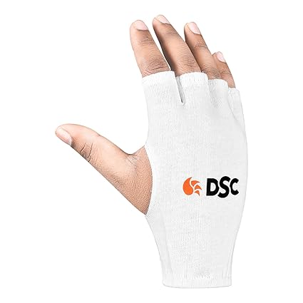 DSC Atmos1 Fingerless Lycra Back Cricket Batting Inner Gloves | Farbe: Weiß | Größe: Herren | Material: Baumwolle | mit PVC-Bündchen | Superior Rubber Grip | Rutschfest | Atmungsaktiv