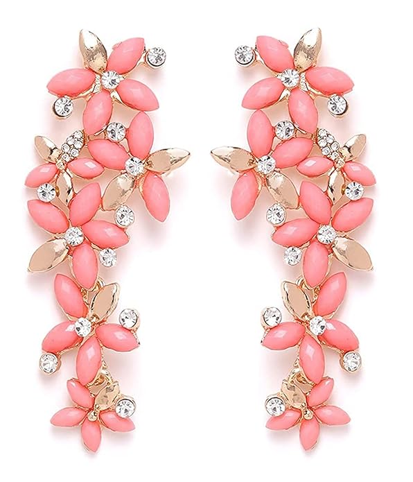 YouBella Florale Tropfenohrringe | Hellrosa | Vergoldet | Modischer Kunstschmuck | Für Frauen und Mädchen | Perfekt für besondere Anlässe und Bürokleidung | Schenken & Hochzeit | Premium-Qualität