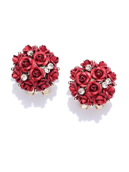 YouBella Jewelry for Women Earrings Crystal Rose Shape Floral Stud Earrings for Girls and Women