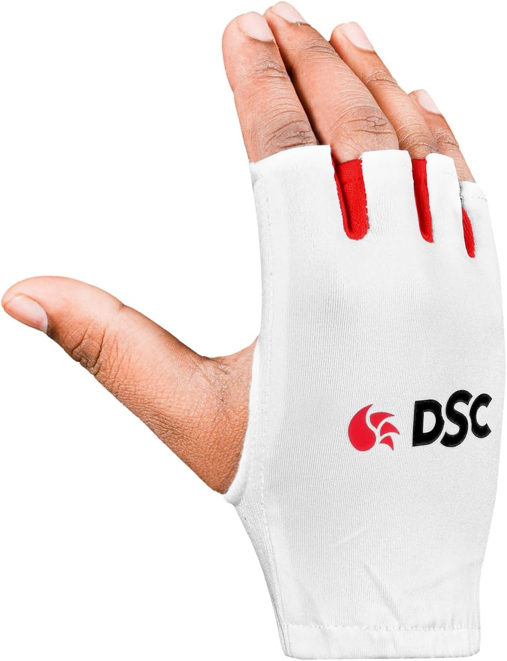 DSC Atmos1 Fingerless Lycra Back Cricket Batting Inner Gloves | Farbe: Weiß | Größe: Herren | Material: Baumwolle | mit PVC-Bündchen | Superior Rubber Grip | Rutschfest | Atmungsaktiv