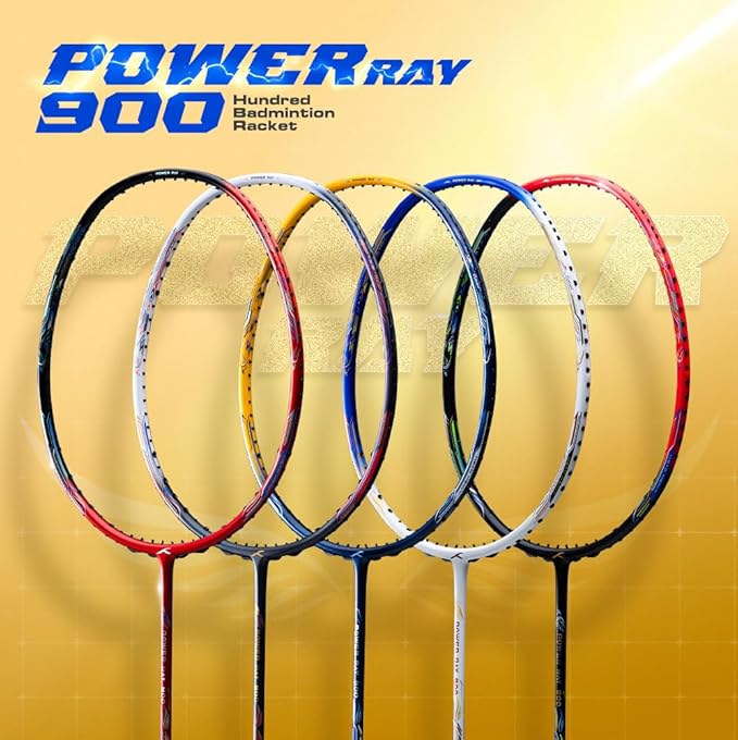Hundred Power Ray 900 Badmintonschläger mit Vollbezug | 79 Gramm | Maximale Spannung ≤32 lbs