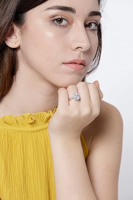 Youbella Solitär Kristallschmuck versilbert Ring für Frauen (Silber)(Ybrg_20019)