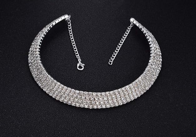 YouBella Fashion Strass Halskette | Versilbert, aus Messing | Für Frauen und Mädchen | Kristallschmuck | Perfekt für alle Gelegenheiten | Am besten zum Verschenken | Hautfreundlich | Nicht allergisch