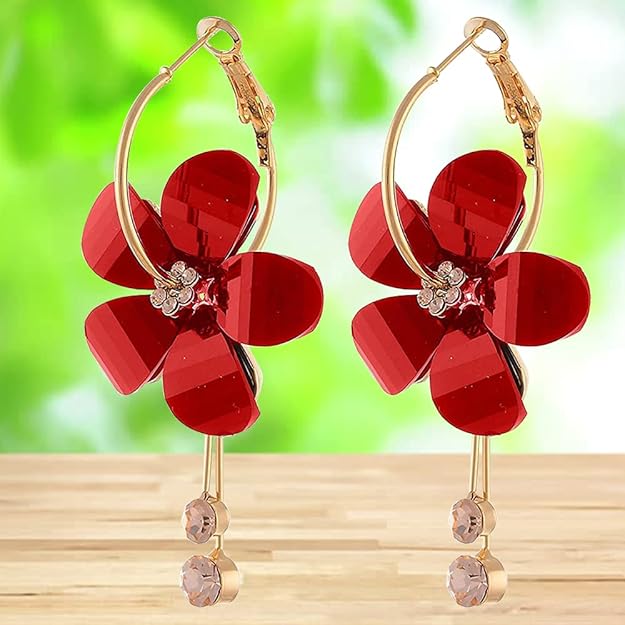 YouBella Floral Drop Earrings | Gold plattiert | Material: Messing | Modischer Kunstschmuck | Für Frauen & Mädchen | Perfekt für besondere Anlässe und Bürokleidung | Für Geschenke & Hochzeiten