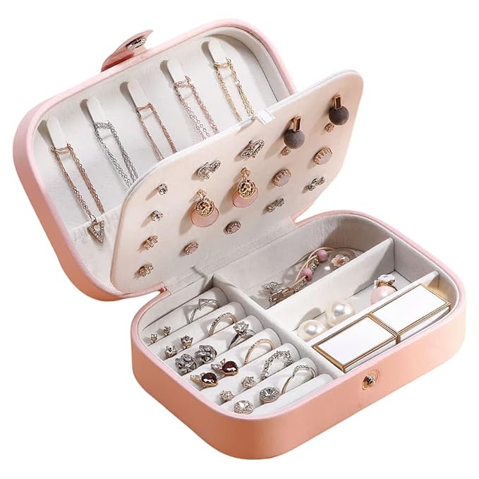 YouBella Tragbares Schmuck-Organizer-Etui | Mit Trennwänden | Rosa | Material: PU-Leder | Elegantes Aussehen | Ideal für den persönlichen Gebrauch und zum Vergolden | Mehrzweckspeicher | Für Frauen und Mädchen