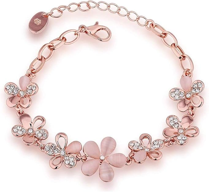 YouBella Rose Gold Crystal vergoldet Floral Armbänder für Frauen Mädchen