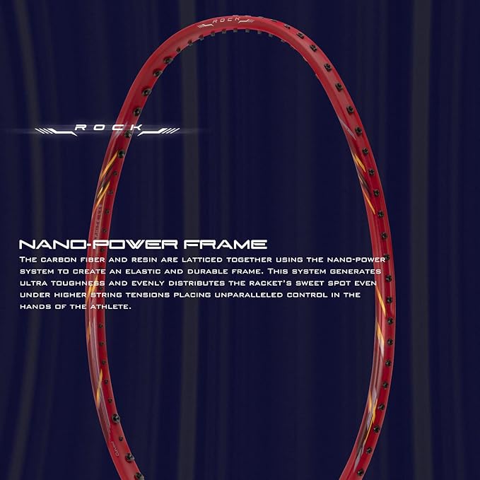 HUNDRED ROCK 88 Carbon Fiber Strung Badminton Racket with Full Racket Cover | For Intermediate Players | 78 grams | Maximum String Tension - 32lbs