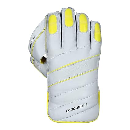 DSC Condor Flite Cricket Wicket Keeping Gloves | Farbe: Weiß | Größe: Herren | Für Jungen & Herren | Material: Leder | Bessere Flexibilität und Grip | Voller Schutz