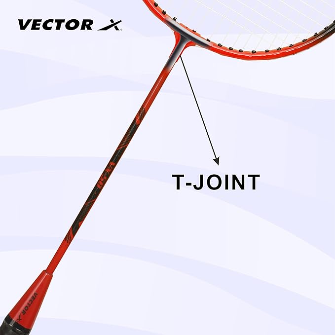 Vector X VXB-50 Badminton Racket | Color: Red | Size: 3 7/8 inches | For men & boys | Material: Aluminum | Super Lightweight | Beginner to intermediate