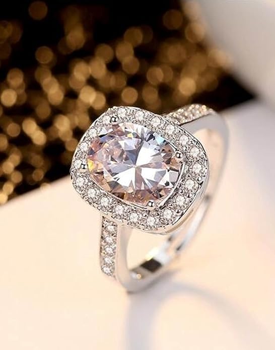 Youbella Solitaire Crystal Jewelry Silver Plated Ring for Women (Silver)(Ybrg_20019)