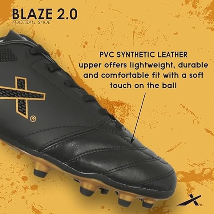 Vector X Herren Blaze Serie leichte Fußballschuhe mit TPU-Sohle & Superior Grip - Schwarz/Gold