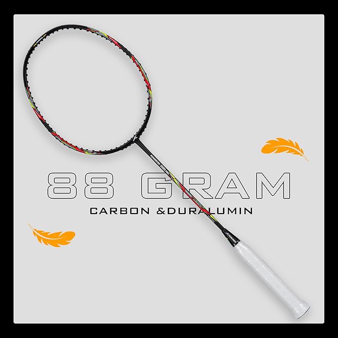 HUNDRED Powertek 2000 PRO Badminton Racket with Full String (Size: Standard, Grip Size: G6) | Stringing | Material: Graphite | For advanced players | Weight: 90 grams | Maximum string tension - 22-24lbs