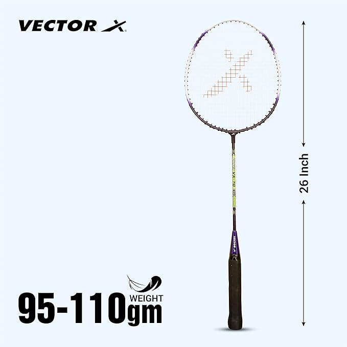 Vector X Badminton Racket | Size: 3 7/8 inches | For men and boys | Material: Aluminum | Best for professional athletes training and competition, outdoor play, backyards