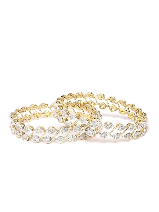 YouBella Gold-Plated & American Diamond Bangle Set for Women and Girls (Size 2.6) | Material: Brass | Skin-friendly | Best for Gifting | Wedding | Party Wear | Stylish | Suitable for All Occasions