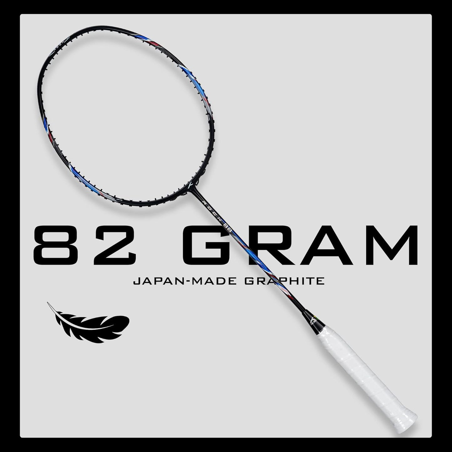 HUNDRED ROCK 88 Carbon Fiber Strung Badminton Racket with Full Racket Cover | For Intermediate Players | 78 grams | Maximum String Tension - 32lbs