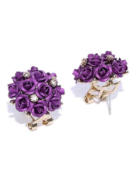 YouBella Jewelry for Women Earrings Crystal Rose Shape Floral Stud Earrings for Girls and Women