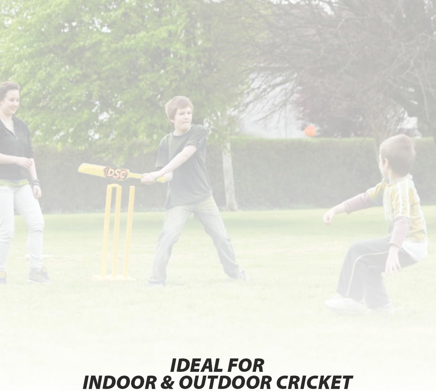 DSC Panther Cricket Set (1 Plastikschläger + 4 Plastikstümpfe + 2 Base + 2 Bails + 1 PVC Ball) | Farbe: Schwarz | Material: Kunststoff | Ideal für Tennis und Gully/Rasen-Cricket | Für Kinder