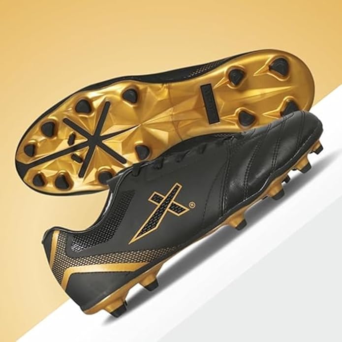 Vector X Herren Blaze Serie leichte Fußballschuhe mit TPU-Sohle & Superior Grip - Schwarz/Gold