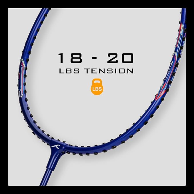 HUNDRED Powertek 200 Badmintonschläger mit Kopfabdeckung (Größe: Standard, Griffgröße:G5) | Besaitet | Material: Aluminium | Für fortgeschrittene Spieler | Gewicht: 95 Gramm | Maximale Saitenspannung - 18-20lbs