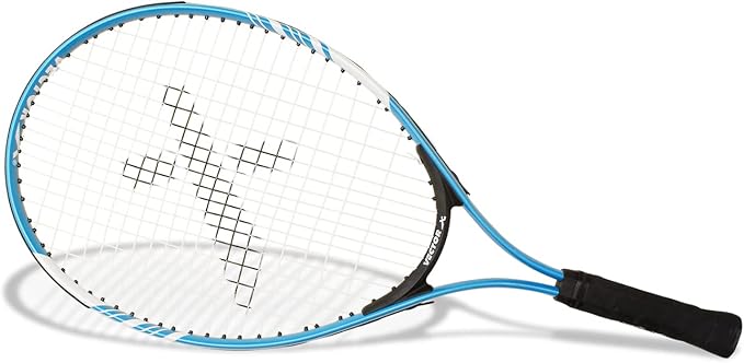 Vector X VXT-520 Strung Tennisschläger | Größe: 25 Zoll | Material: Aluminium | mit 3/4 Hülle | Leichtgewicht | Starke Schlagfestigkeit | Stoßdämpfende Wirkung | Spielstärke: Fortgeschrittene