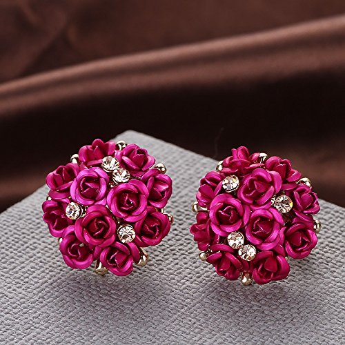 YouBella Jewelry for Women Earrings Crystal Rose Shape Floral Stud Earrings for Girls and Women