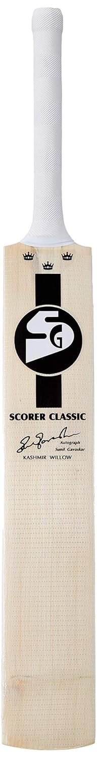 SG Scorer Classic Cricketschläger für Herren und Jungen (Beige) | Material: Kashmir Willow | Leichtgewicht | Kostenloser Bezug | Spielfertig | Für fortgeschrittene Spieler | Ideal für Lederball